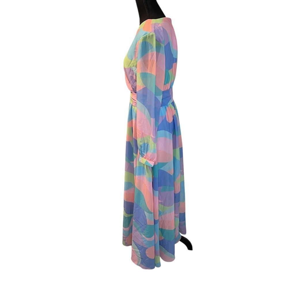 Studio‎ EY Pastel Wrap Maxi Dress S Boho Spring Tie Waist Resort Vacation - Picture 3 of 13